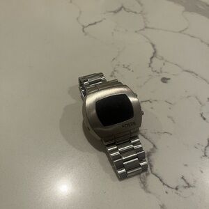 Fossil Red LED Quartz JR-7770 2002 Stainless Steel Rare Parts Only